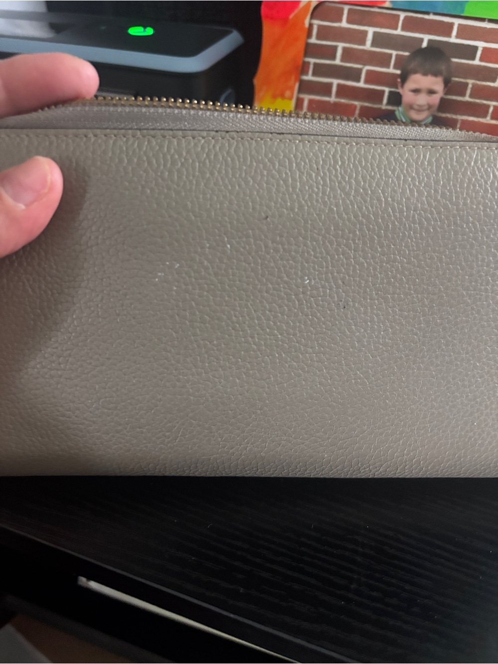 Furla Light gray  Pebbled Zip-Around Wallet with Gold Logo - Picture 13 of 14